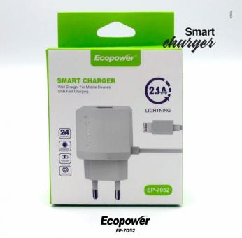 CARGADOR ECOPOWER  EP-7052 IPHONE - 1 USB - BIVOLT 2.1AMP
